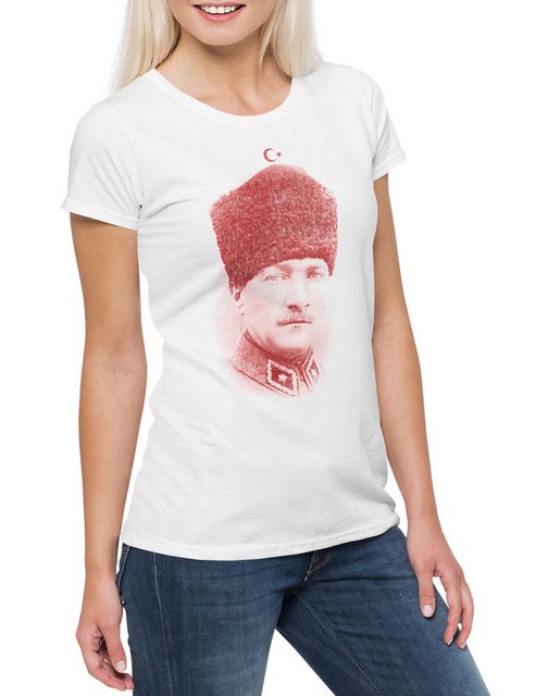 Urban Backwoods Print-Shirt AtaTürk Portrait Damen T-Shirt Mustafa Kemal At günstig online kaufen