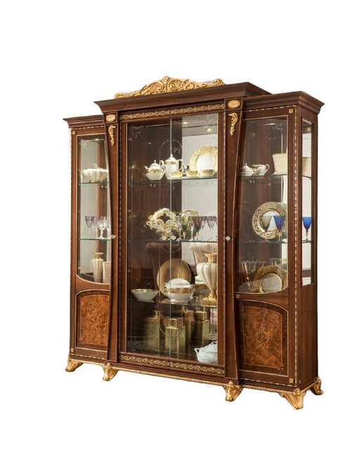 JVmoebel Vitrine Vitrinen Holz Glas Schrank Echtholz Vitrine Wohnzimmer Möb günstig online kaufen