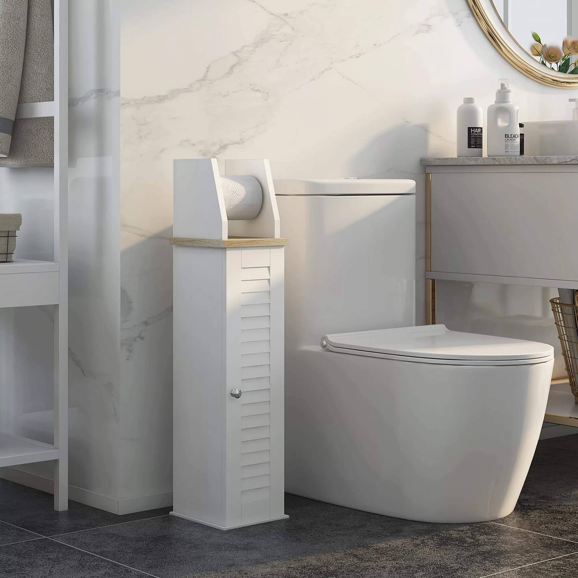 Kleankin Toilettenpapierhalter Schrank für Toilette mit Schrank und höhenve günstig online kaufen