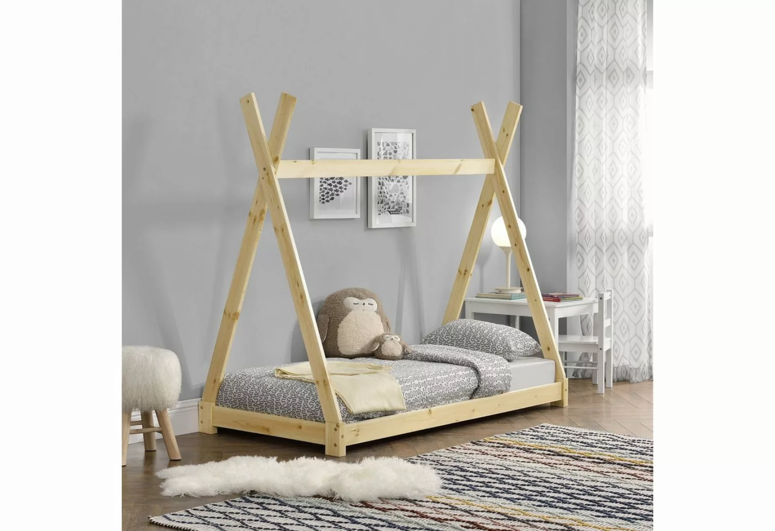 en.casa Kinderbett, »Onejda« Kinderbett Tipi Bett aus Kiefernholz 80x160cm günstig online kaufen