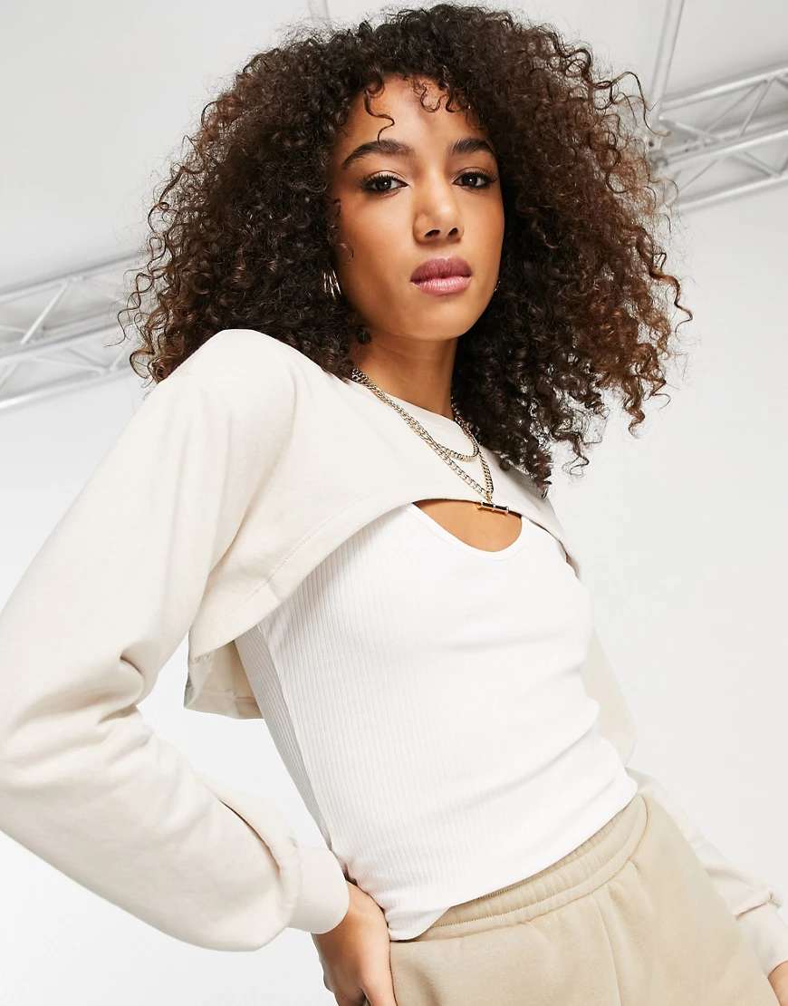 Only – 2-in-1-Sweatshirt in Ecru-Neutral günstig online kaufen