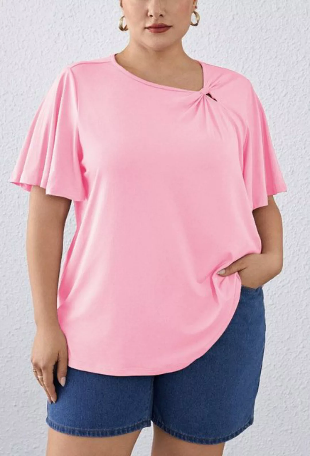 LOVGCCN T-Shirt Einfaches T-Shirt mit Rundhalsausschnitt in großer Größe (L günstig online kaufen