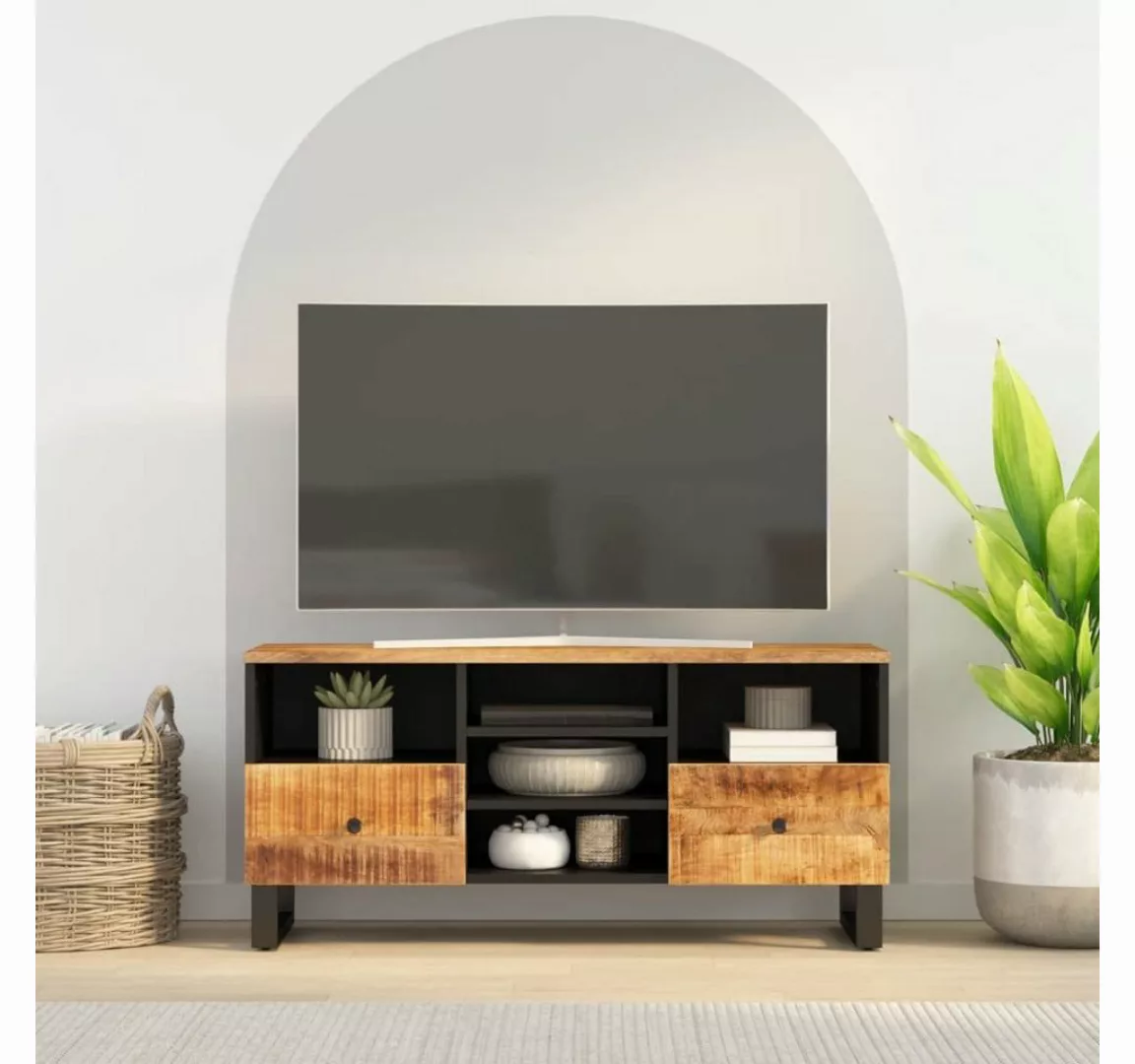 furnicato TV-Schrank 100x33x46 cm Massivholz Mango & Holzwerkstoff günstig online kaufen