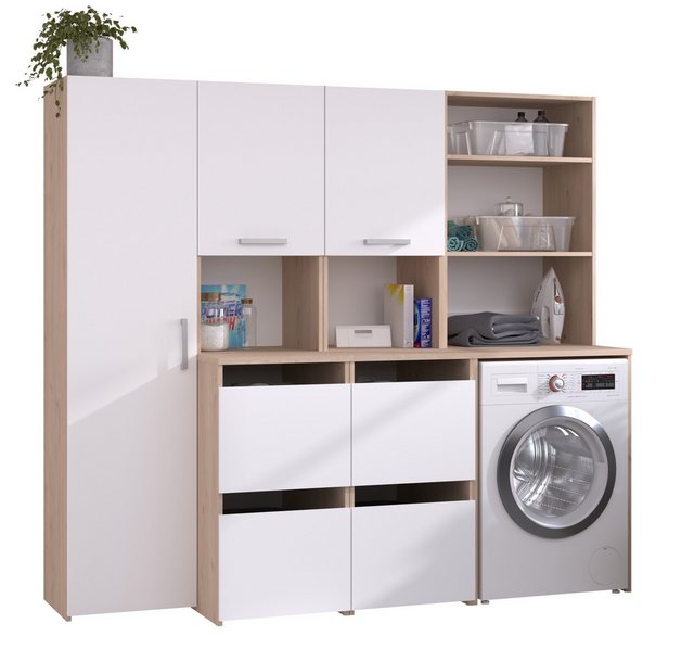 Parisot Mehrzweckschrank-Set Laundry 3, (3-teilig), (3-teilig) Weiss / Eich günstig online kaufen