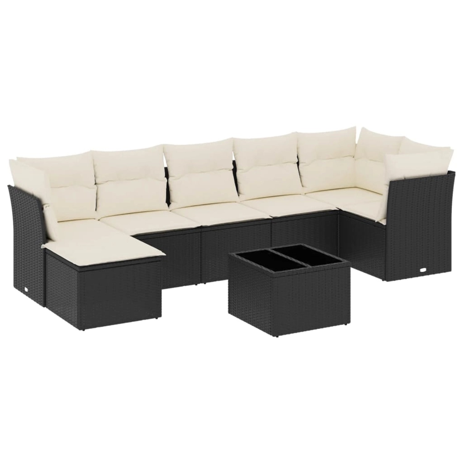 vidaXL 8-Tlg Garten-Sofagarnitur mit Kissen Schwarz Poly Rattan 3217976 günstig online kaufen