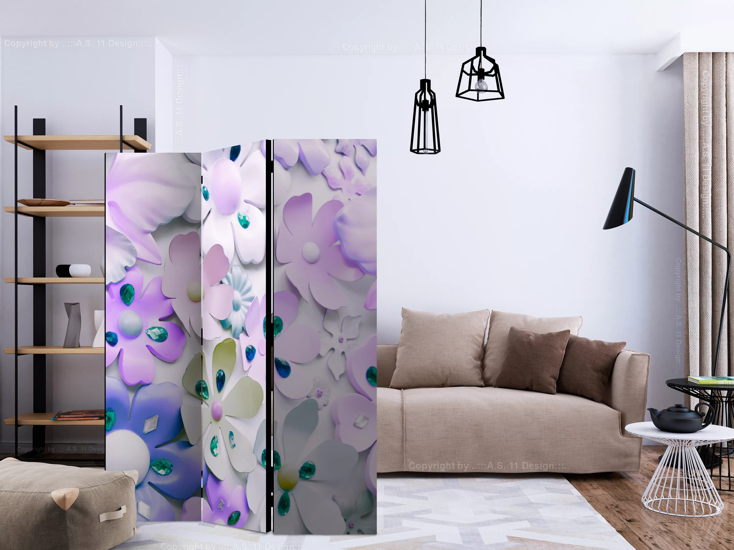 3-teiliges Paravent - Purple Sweetness [room Dividers] günstig online kaufen