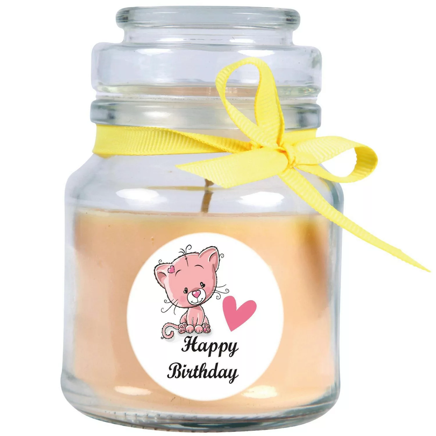 HS Candle Duftkerze & Glas Happy Birthday Bonbon Katze Vanille günstig online kaufen