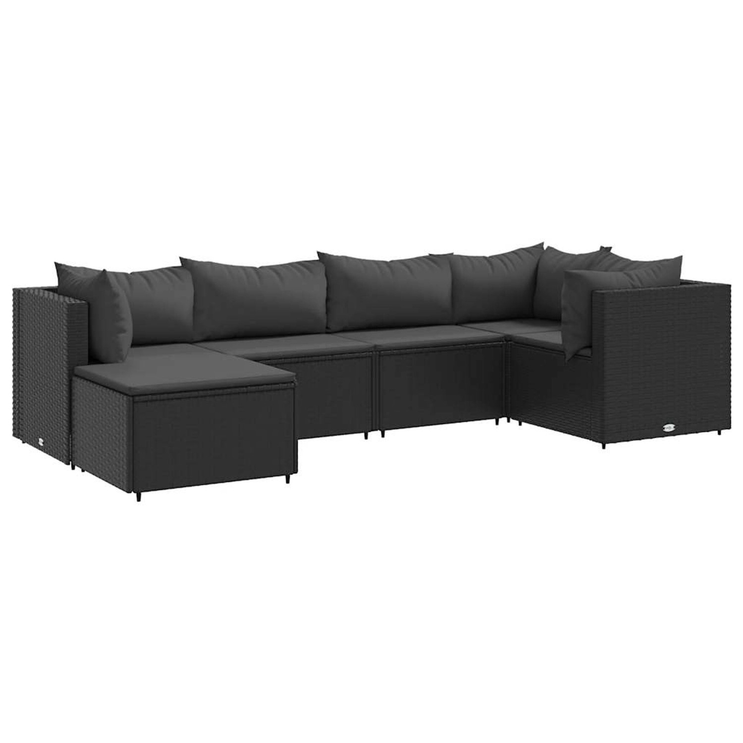 vidaXL 6-tlg Garten-Lounge-Set mit Kissen Schwarz Poly Rattan Modell 22 günstig online kaufen