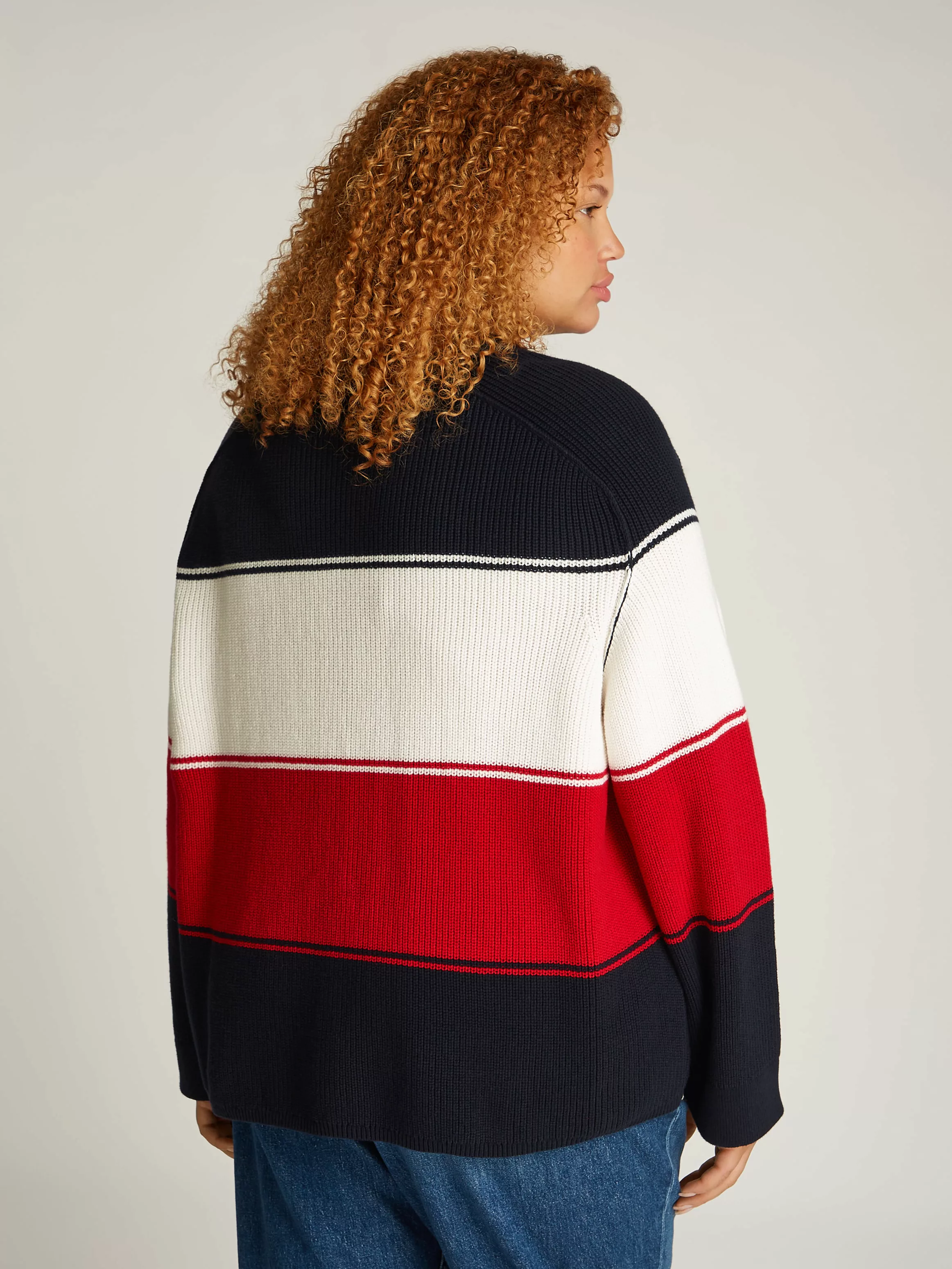 Tommy Hilfiger Curve Rundhalspullover "CRV CO CARDI STITCH C-NK SWT", Große günstig online kaufen