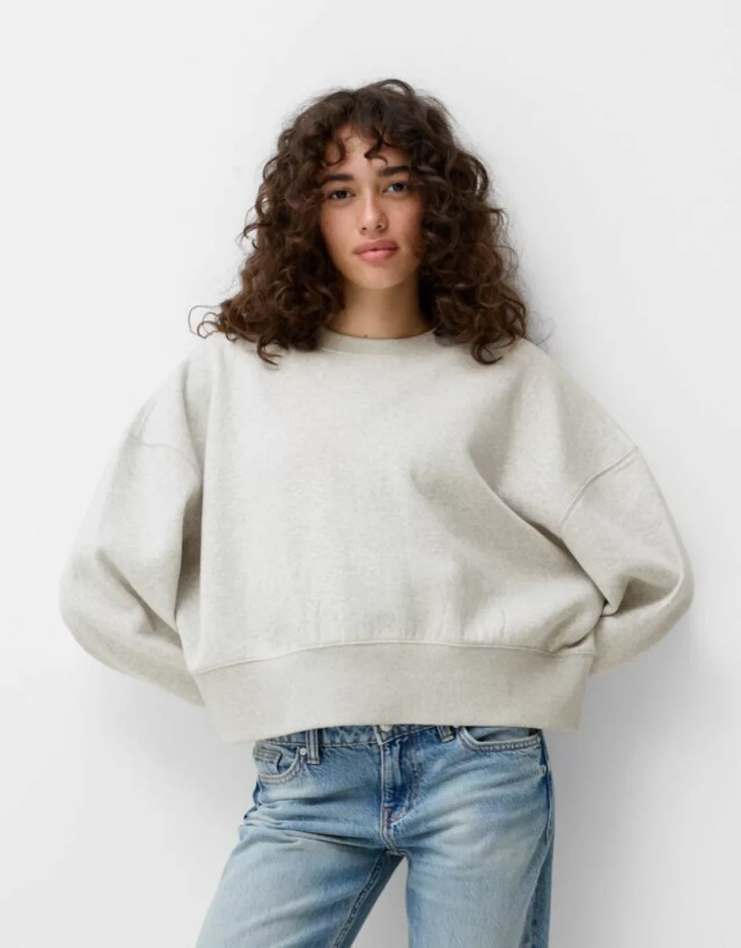 Bershka Basic-Sweatshirt Damen M Grau günstig online kaufen