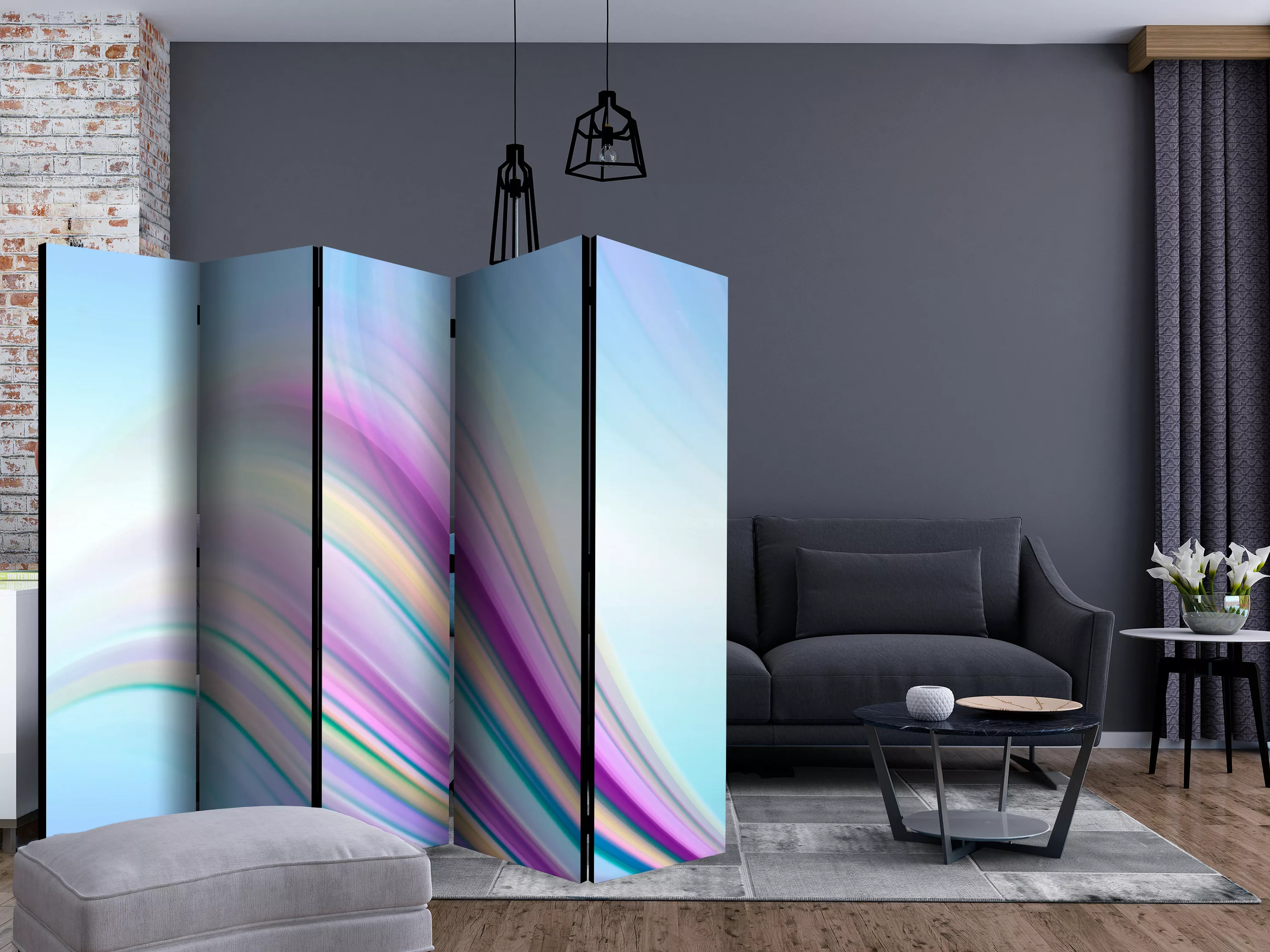 5-teiliges Paravent - Rainbow Abstract Background Ii [room Dividers] günstig online kaufen