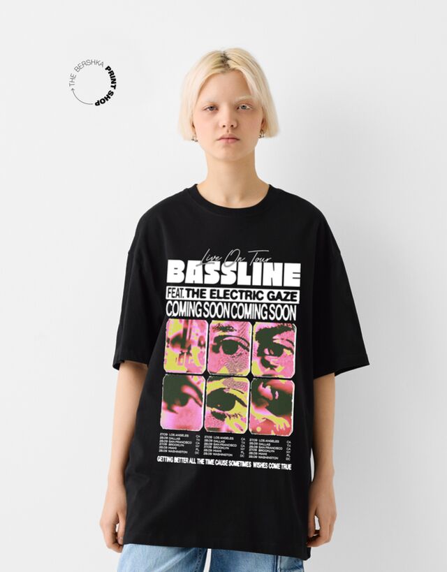 Bershka T-Shirt Mit Print Damen Xs Schwarz günstig online kaufen