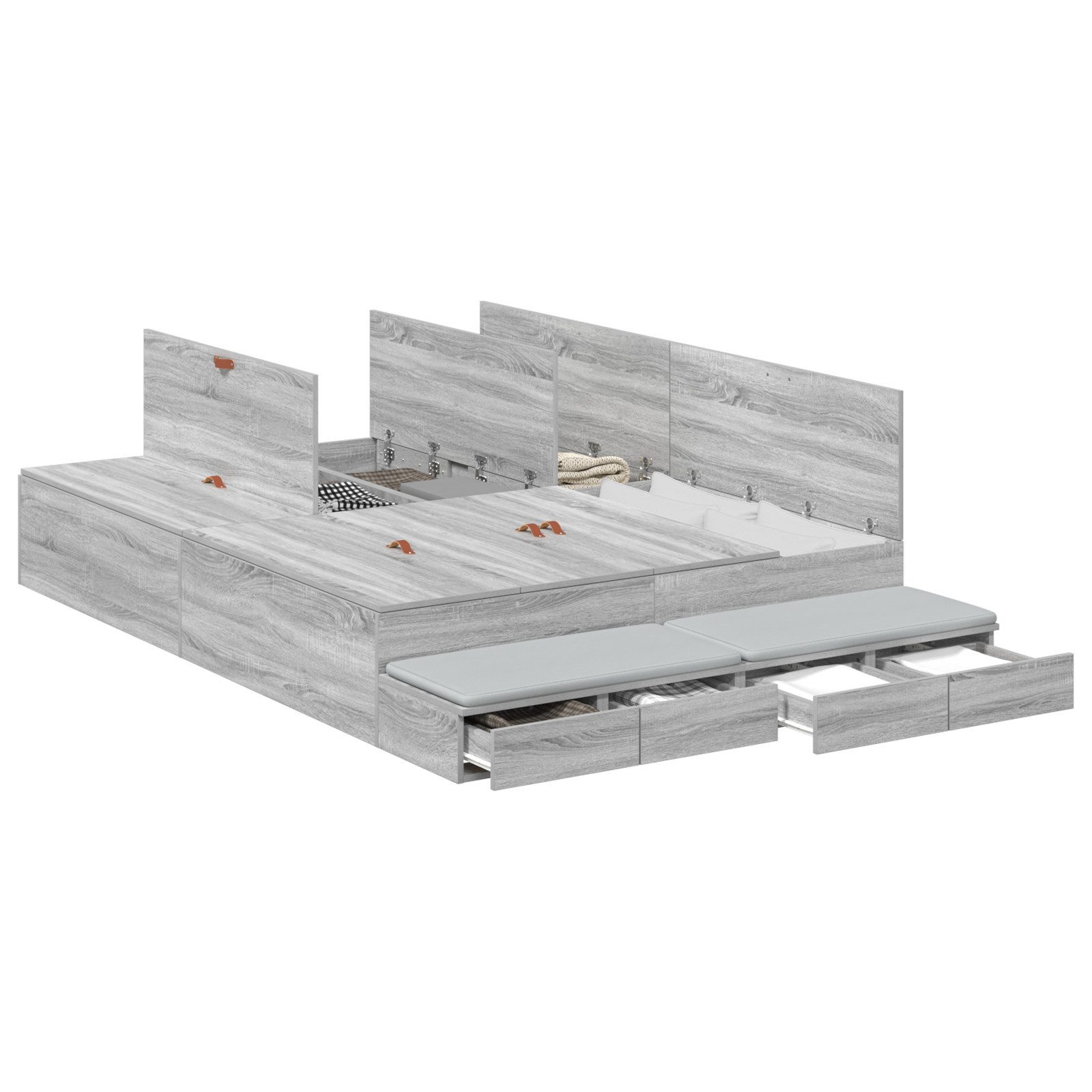 vidaXL Bett Stauraumbettgestell Grau Sonoma 140x190 günstig online kaufen