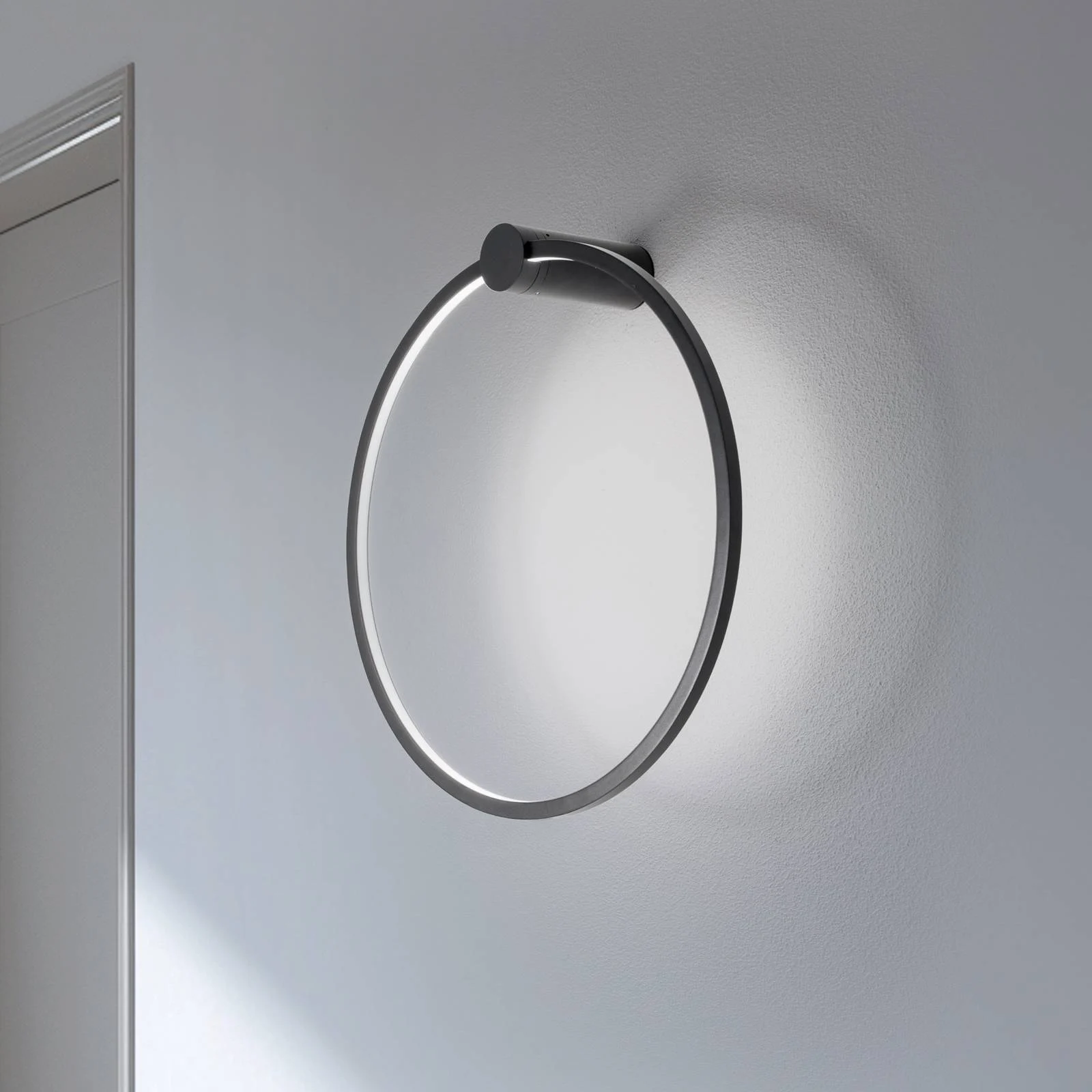 LED-Wandleuchte Saturno, schwarz, Ø 50 cm, Metall, 4.000 K günstig online kaufen