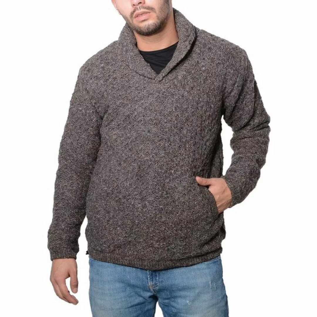 KUNST UND MAGIE Sweatshirt Herren Strickpullover Wollpullover+Schalkragen w günstig online kaufen