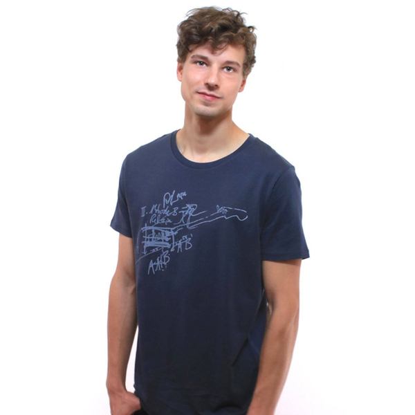 T-shirt "Akkorde", Siebdruck, Dunkelblau, Rundhals, Kurzärmlig, Siebdruck, günstig online kaufen