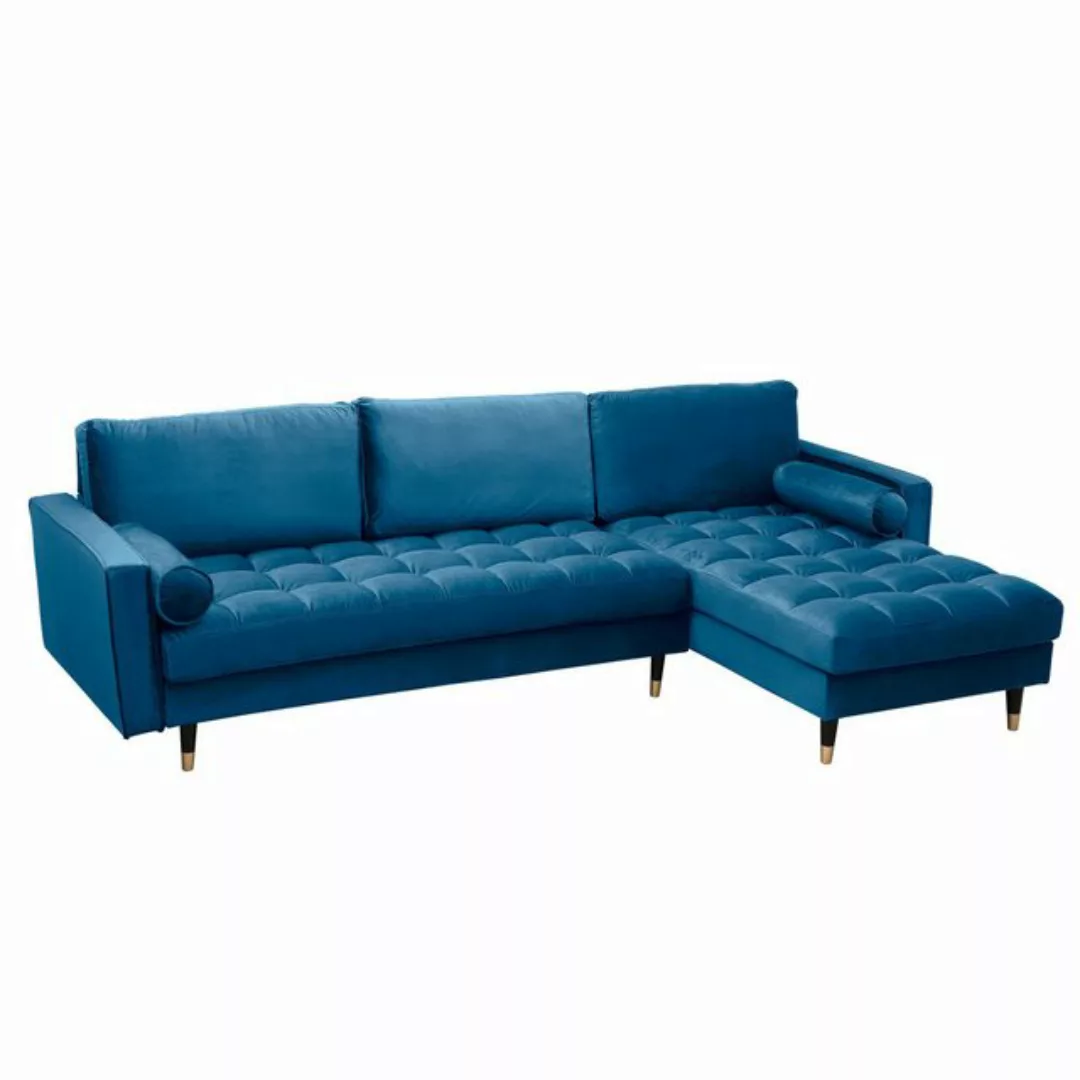 riess-ambiente Ecksofa COZY VELVET 260cm blau petrol / schwarz gold, Einzel günstig online kaufen