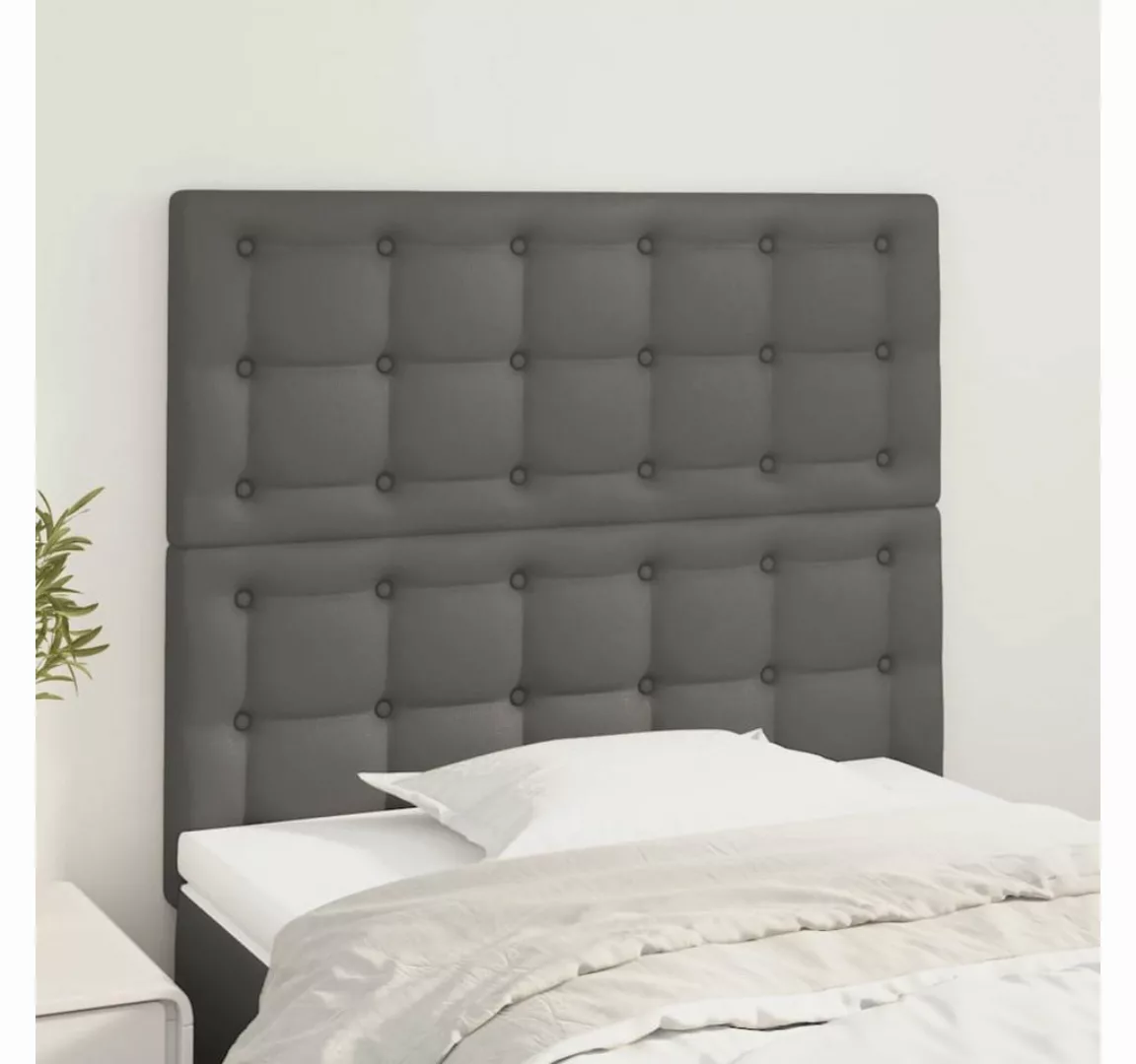 vidaXL Bett, Kopfteile 2 Stk. Grau 90x5x78/88 cm Kunstleder günstig online kaufen