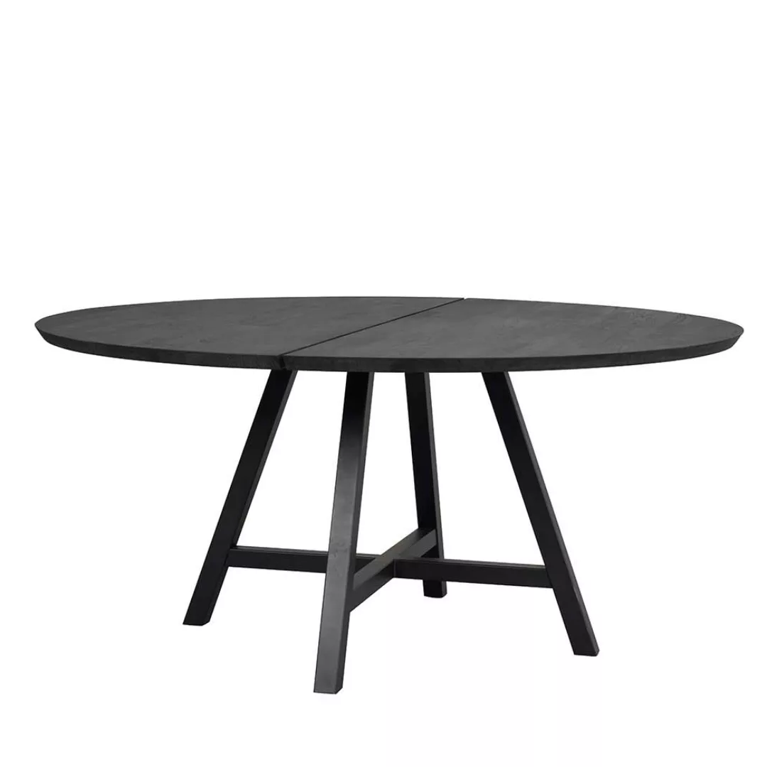 150 cm Durchmesser Tisch mit Massivholzplatte Metall Vierfußgestell günstig online kaufen