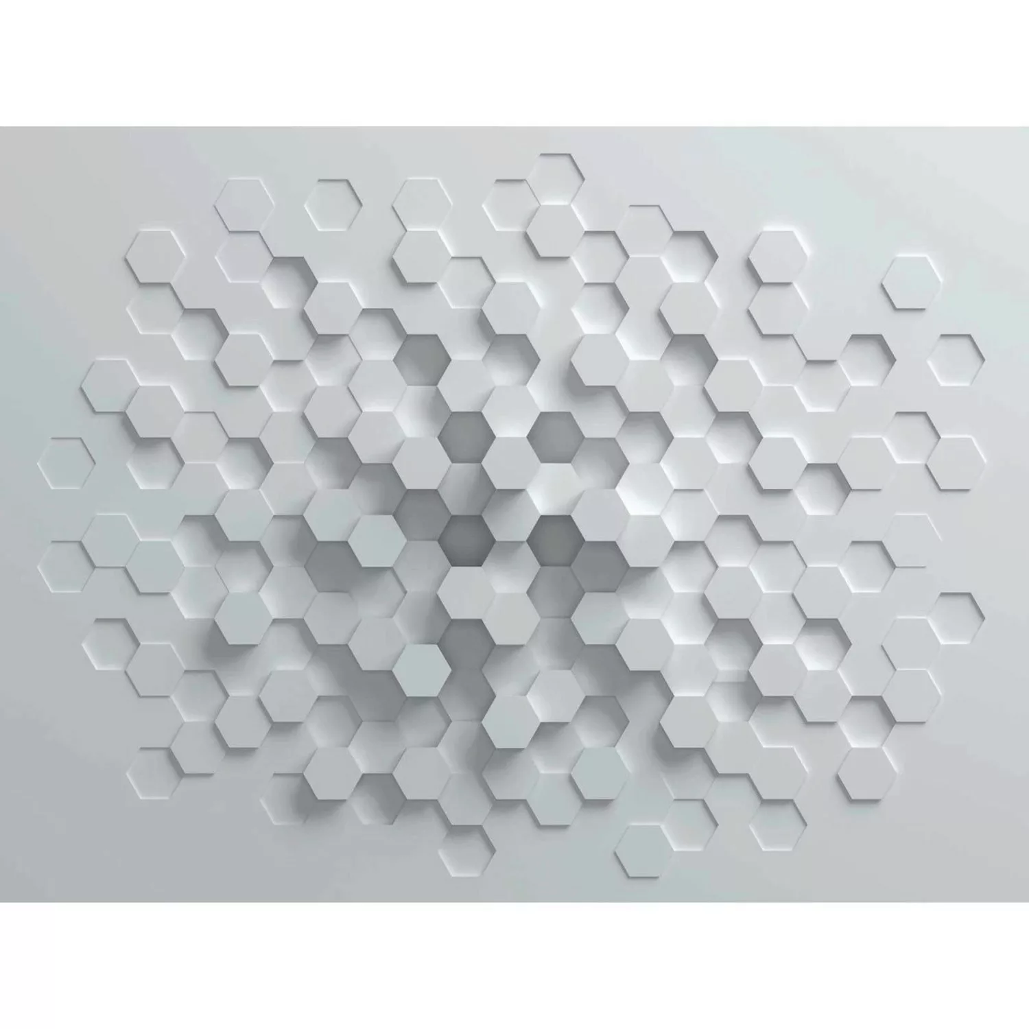 Bricoflor Fototapete Mit Waben Muster Weiß Grau 3D Tapete Mit Hexagon Desig günstig online kaufen