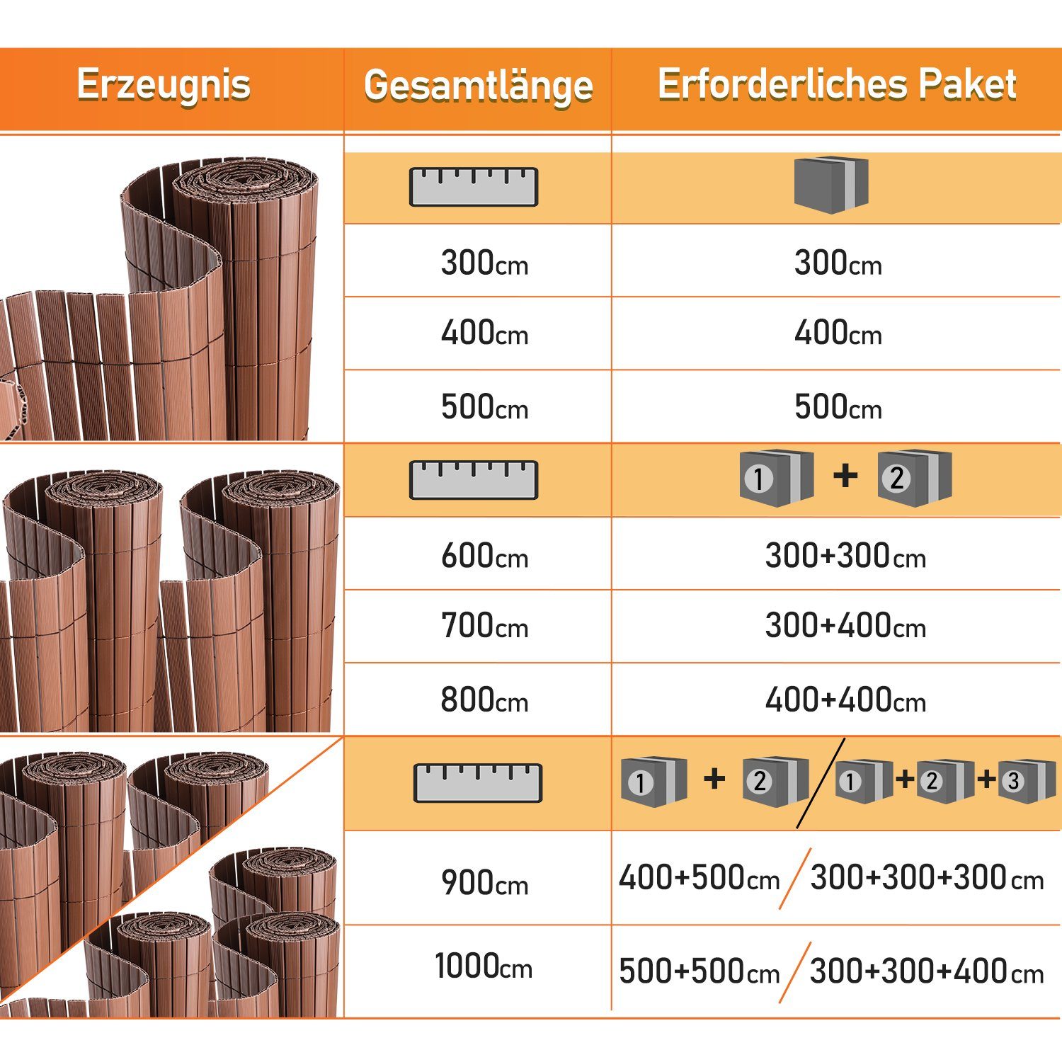 Clanmacy Balkonsichtschutz PVC Sichtschutzmatte Bambus Garten günstig online kaufen