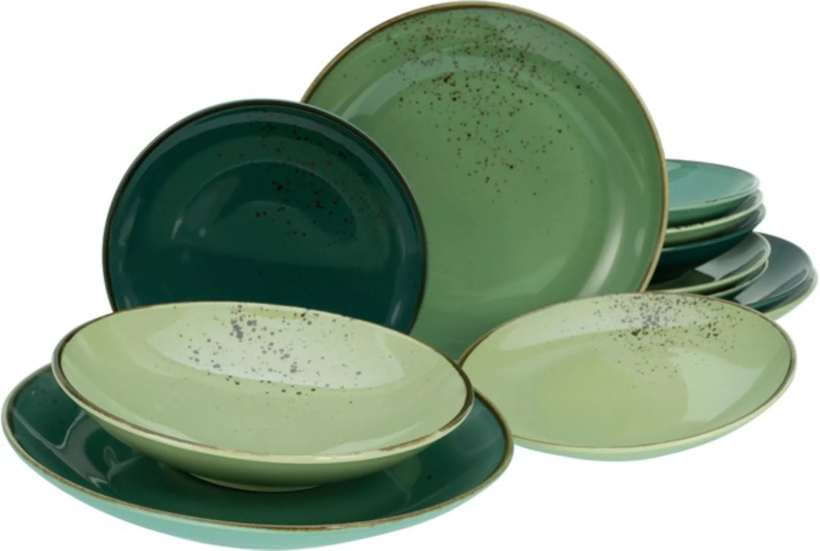 CreaTable Tafelservice Nature Collection Green Life grün Keramik günstig online kaufen