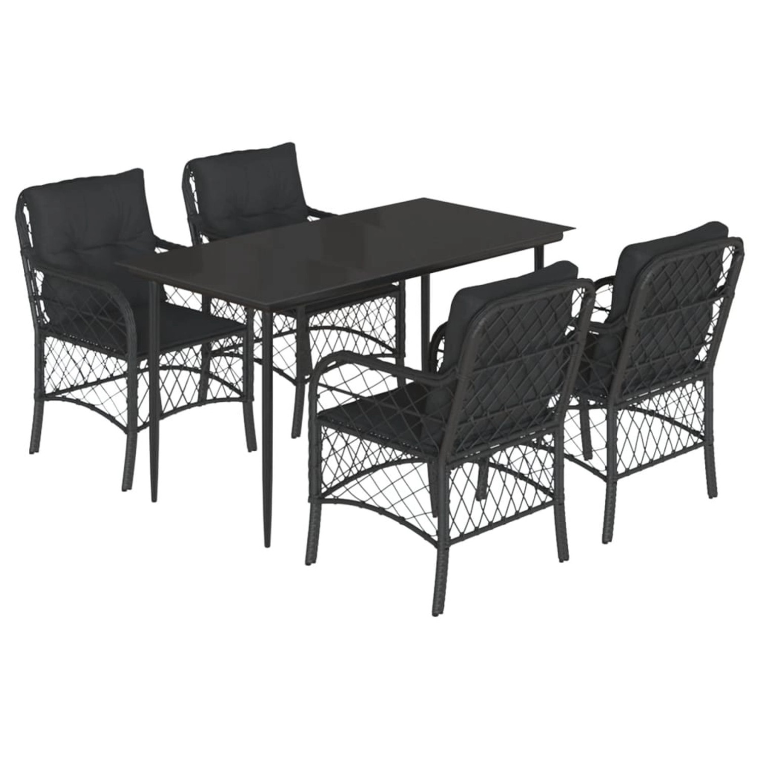 vidaXL 5-Tlg Garten-Essgruppe mit Kissen Schwarz Poly Rattan 3212098 günstig online kaufen