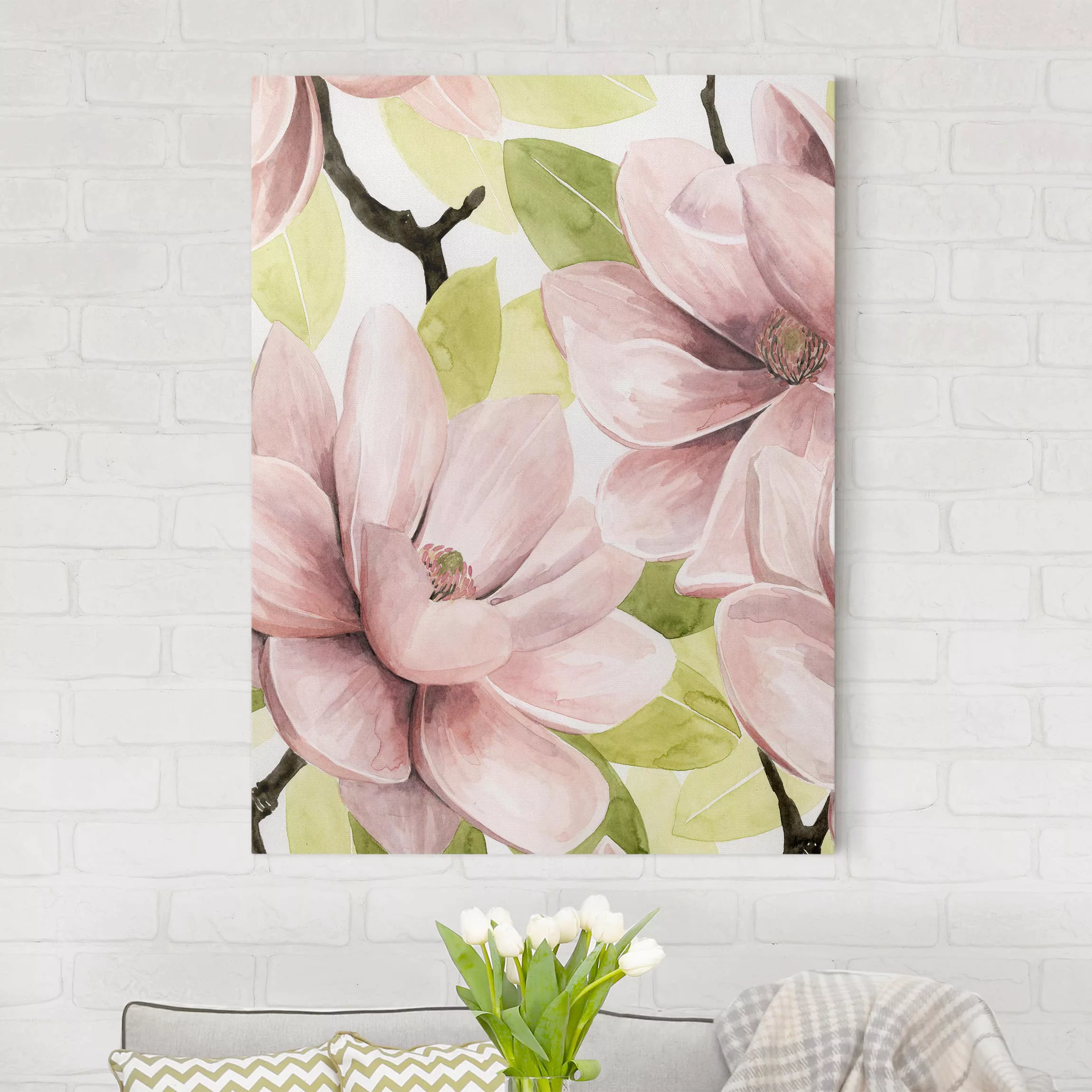 Leinwandbild Blumen - Hochformat Magnolie errötet II günstig online kaufen