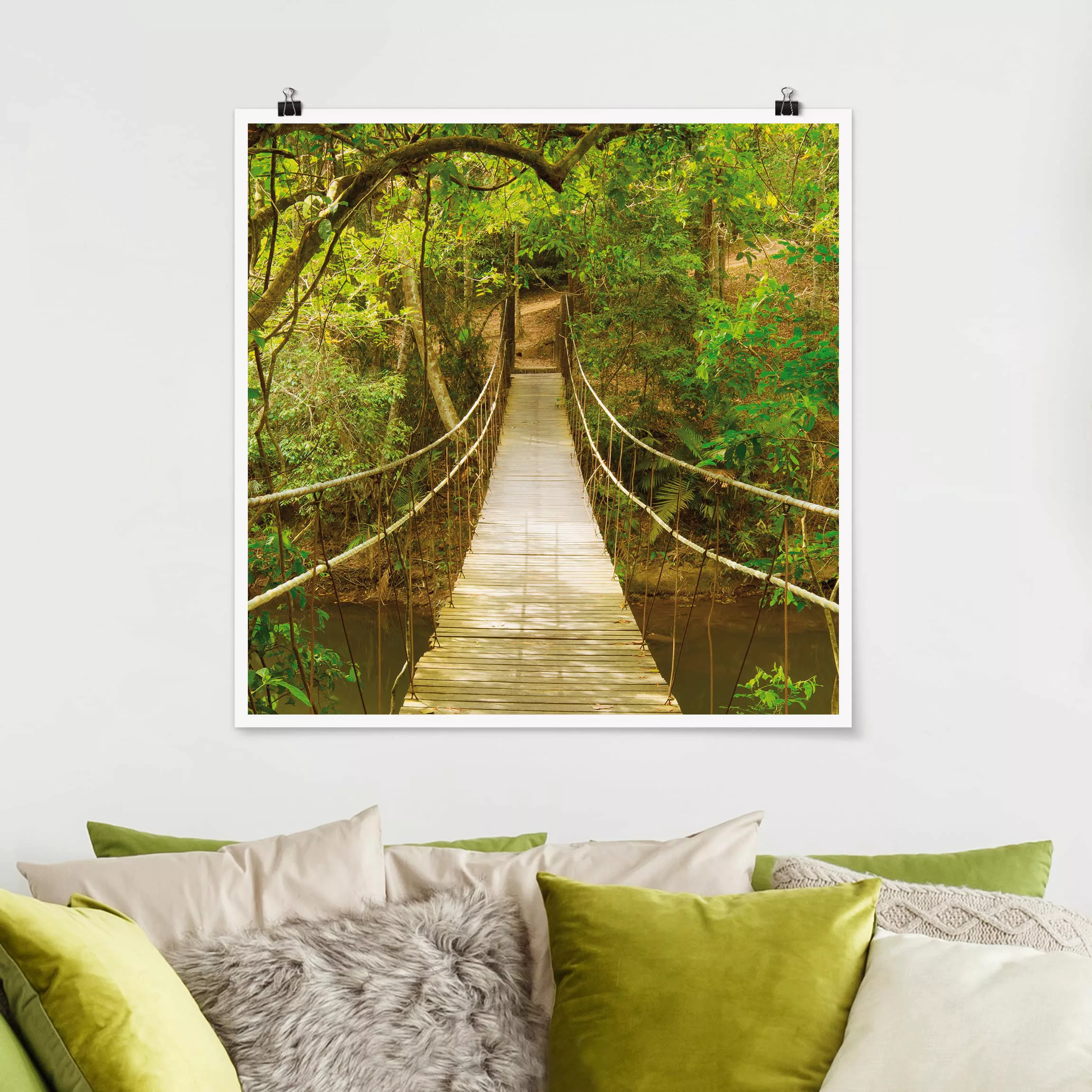 Poster Natur & Landschaft - Quadrat Dschungelbrücke günstig online kaufen