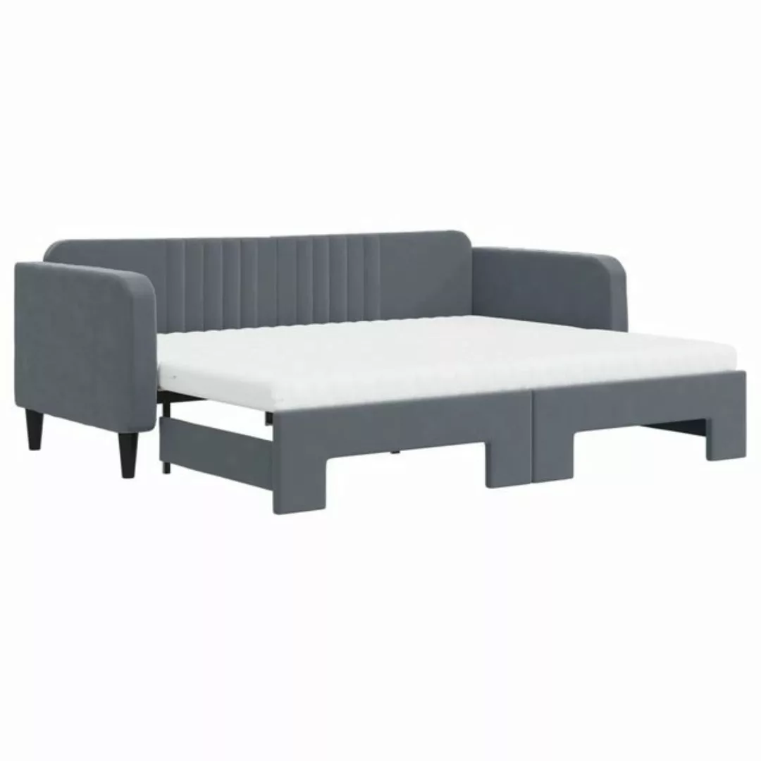 vidaXL Bett Tagesbett Ausziehbar mit Matratzen Dunkelgrau 90x200 cm Samt günstig online kaufen