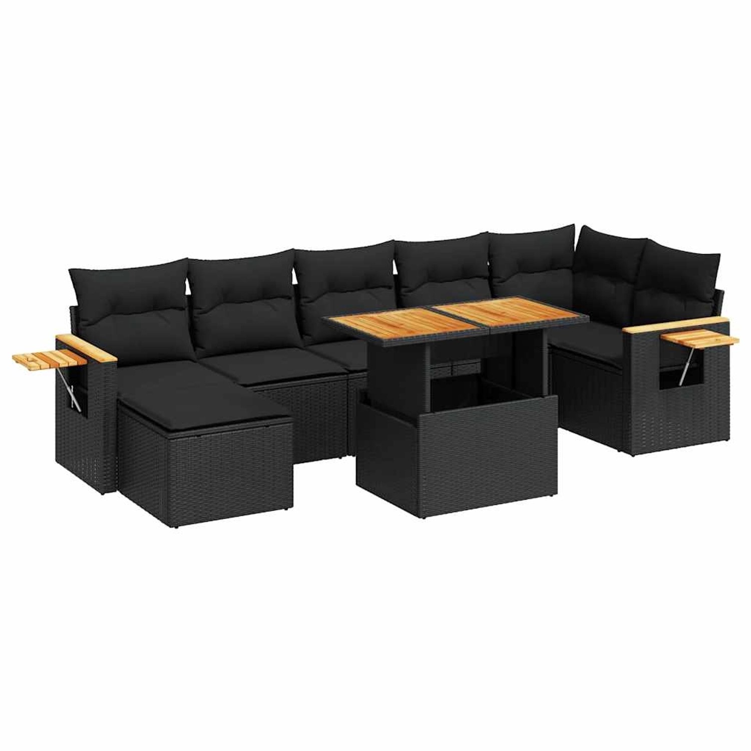 vidaXL 8-Tlg Garten-Sofagarnitur mit Kissen Schwarz Poly Rattan 3327625 günstig online kaufen