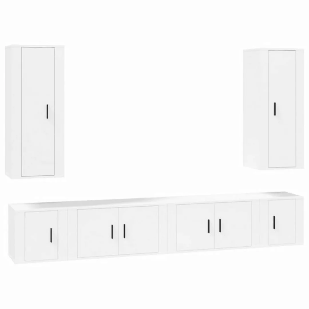 vidaXL TV-Schrank 6-tlg. TV-Schrank-Set Weiß Holzwerkstoff (6-St) günstig online kaufen