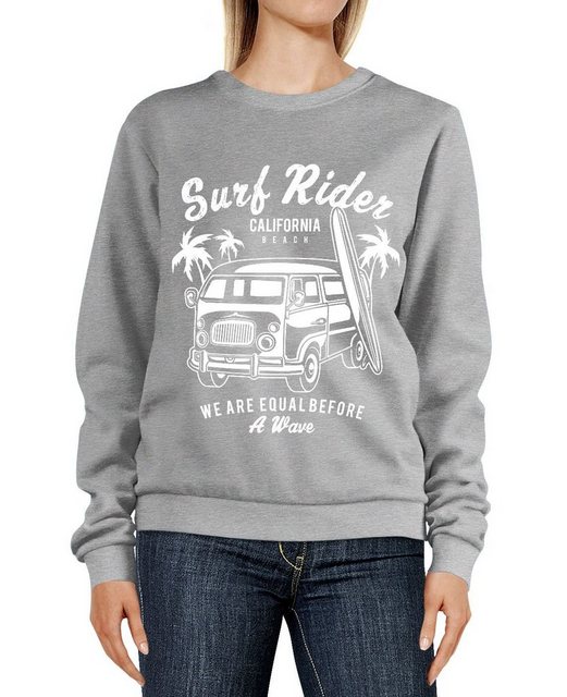 Neverless Sweatshirt Sweatshirt Damen Aufdruck Bus Surf Rider California Su günstig online kaufen