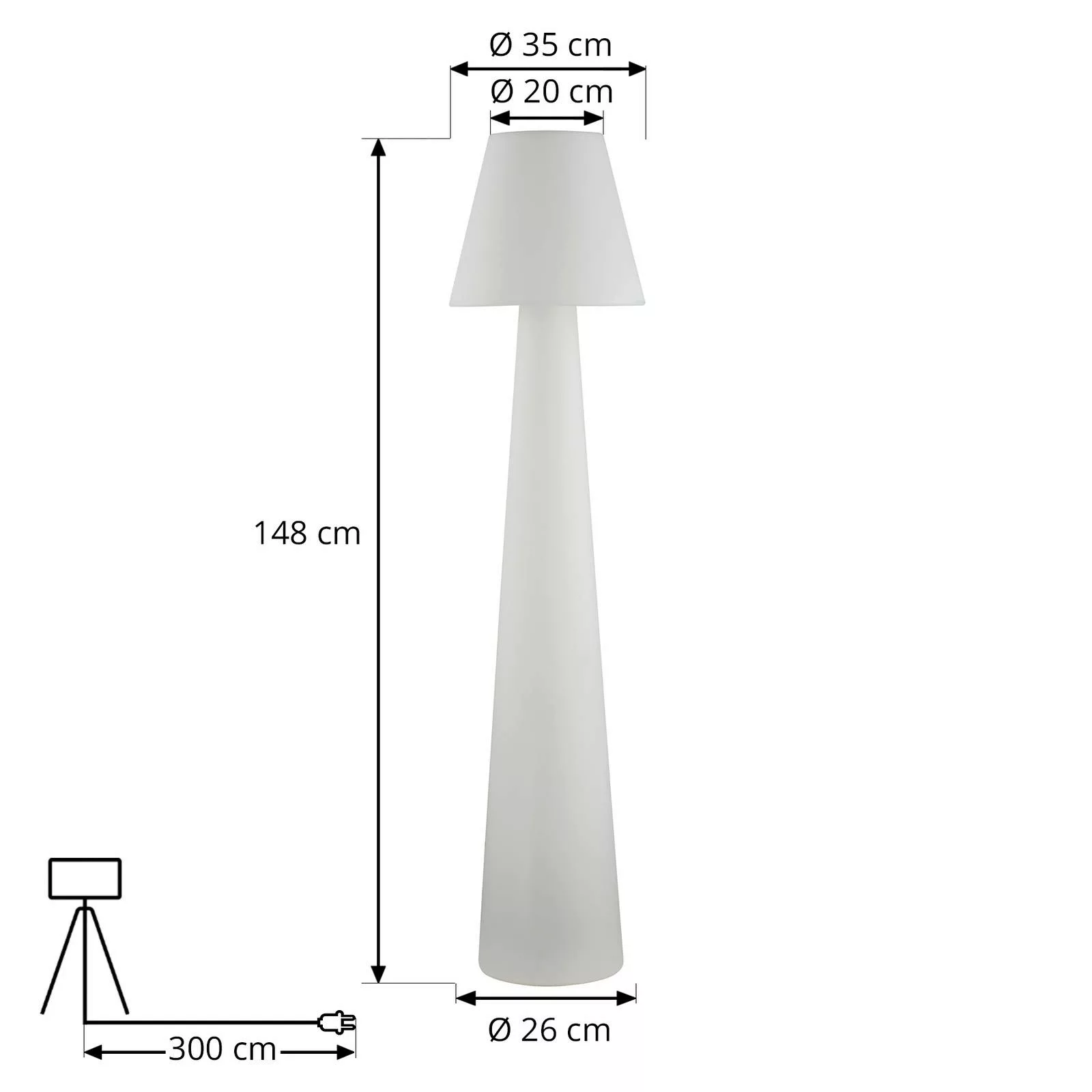Lucande Terrassenleuchte Gauri, 150 cm, Kunststoff, IP65 günstig online kaufen