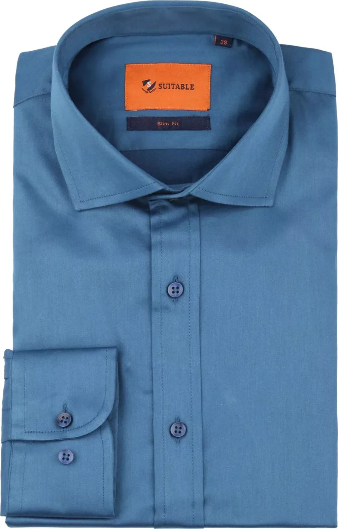 Suitable Satin Hemd Blau - Größe 38 günstig online kaufen