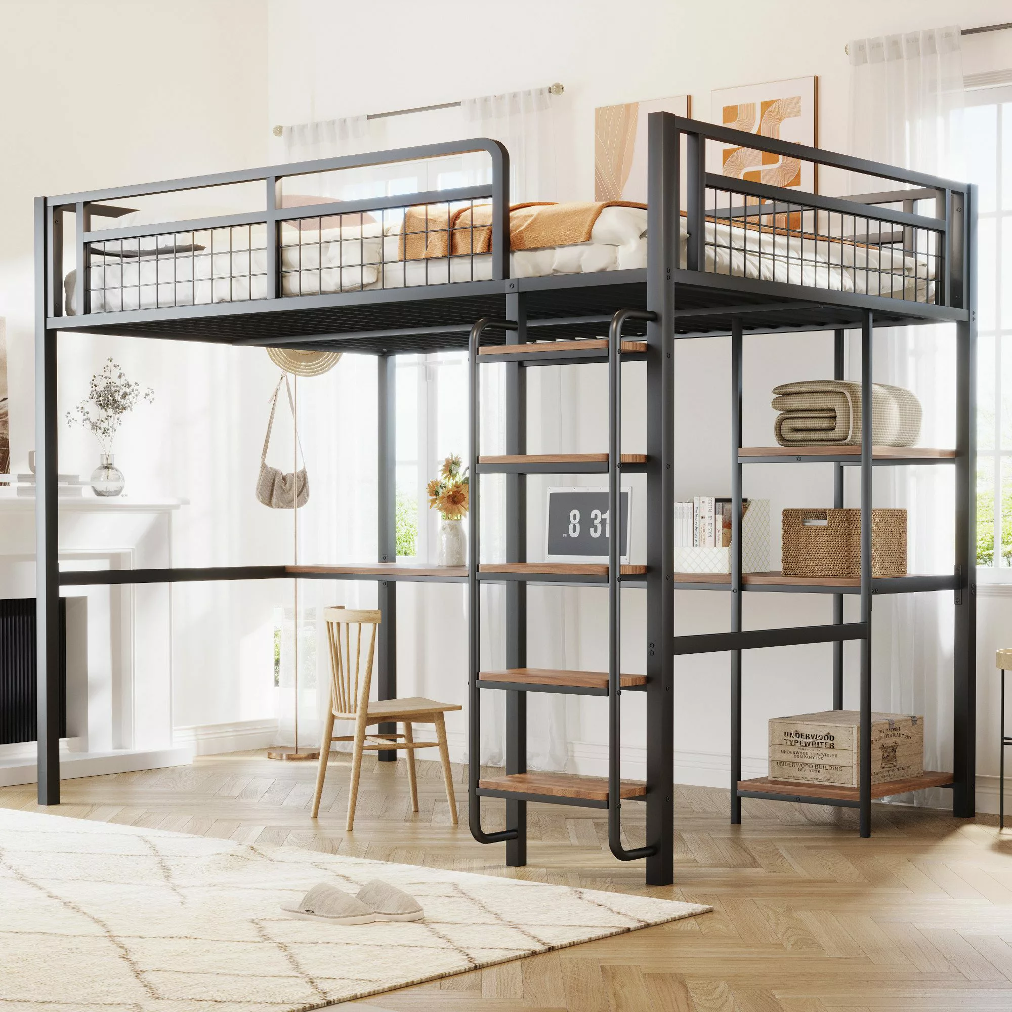 Merax Hochbett (1-St., Metallbett Einzelbett für günstig online kaufen