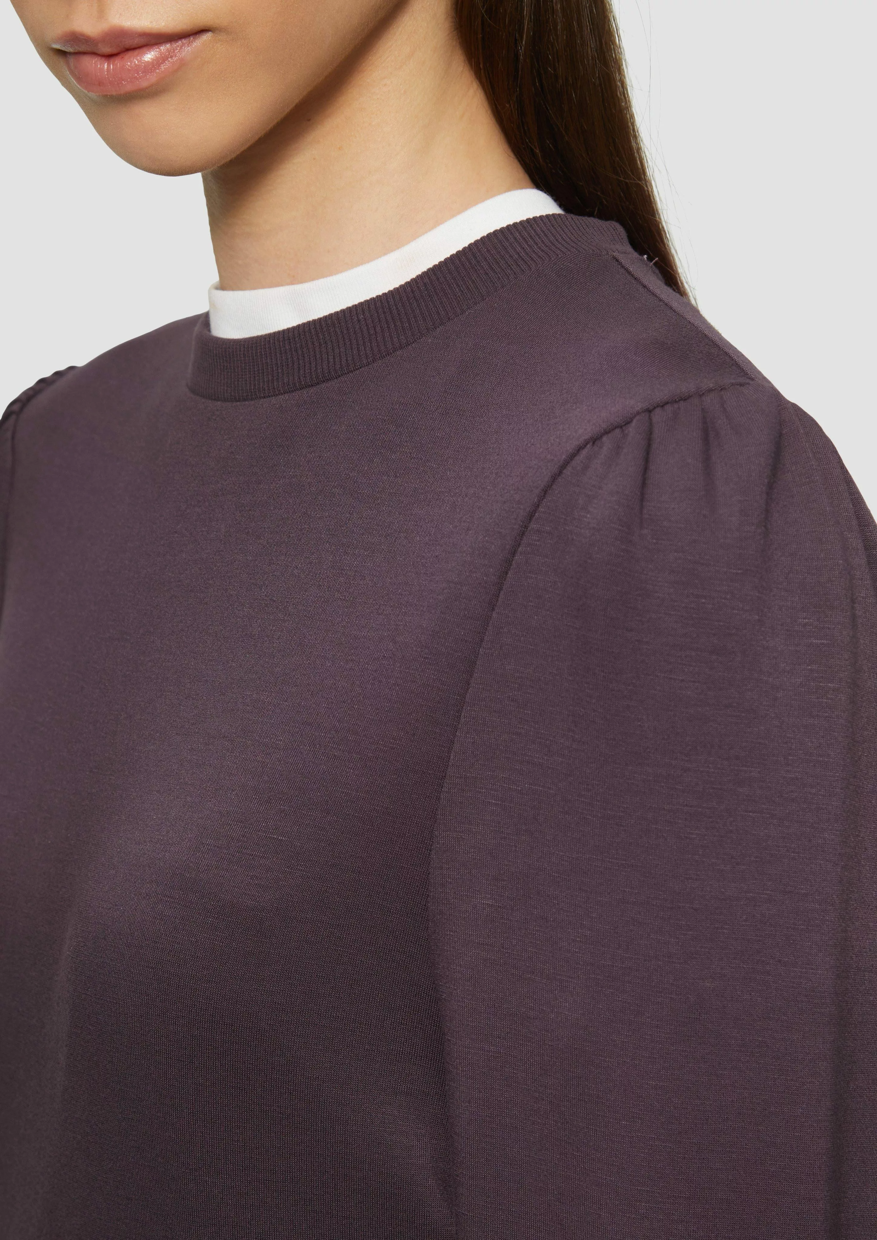 QS Sweatshirt Viskosemix-Sweatshirt mit Puffärmeln günstig online kaufen