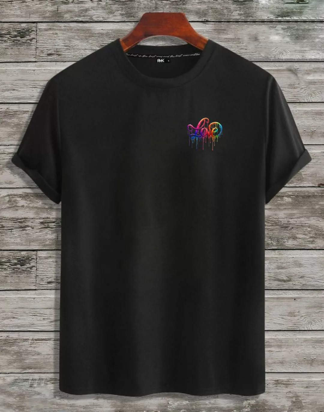 RMK T-Shirt Herren Shirt kurzarm Rundhals Basic Liebe mit "Love" Print aus günstig online kaufen