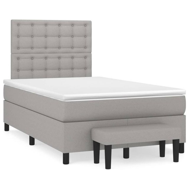 furnicato Bett Boxspringbett mit Matratze Hellgrau 120x200 cm Stoff günstig online kaufen