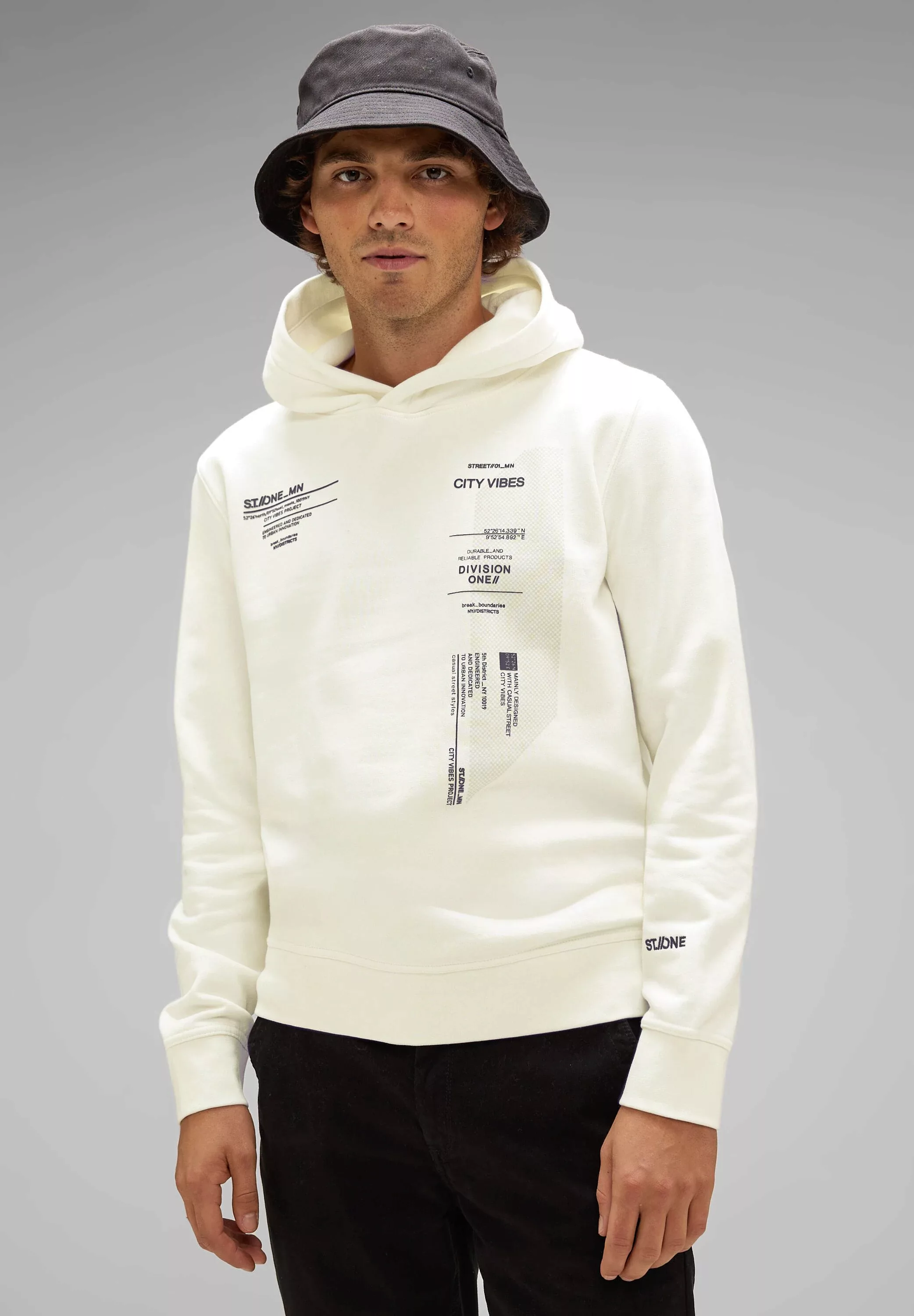 STREET ONE MEN Hoodie, mit Wording günstig online kaufen