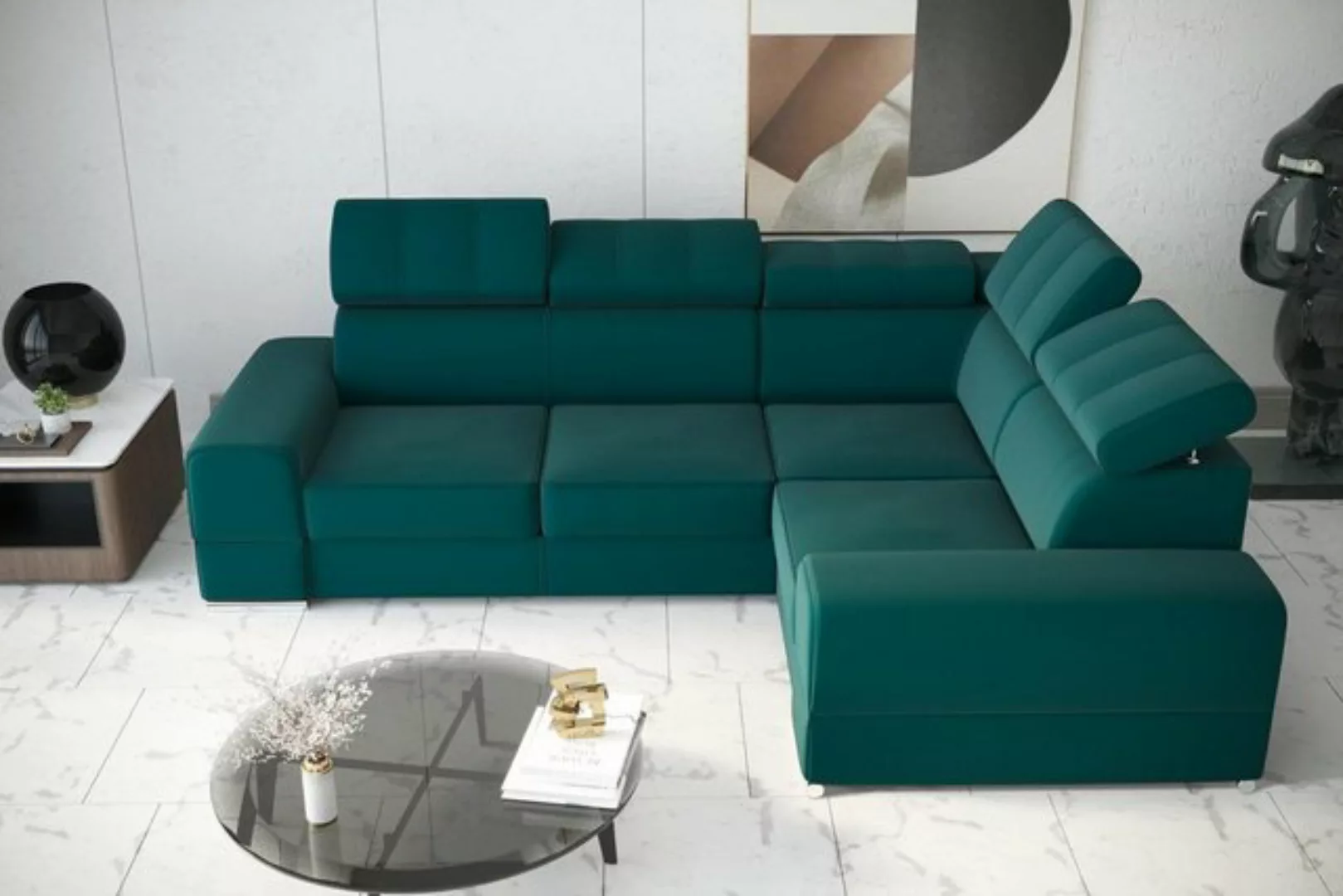 JVmoebel Ecksofa, Ecksofa Couch Sofas Textil Bett Funktion Design L Form Mo günstig online kaufen