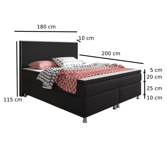 interbed Boxspringbett King Size 180x200 cm 7 Zonen Taschenfederkern Matrat günstig online kaufen