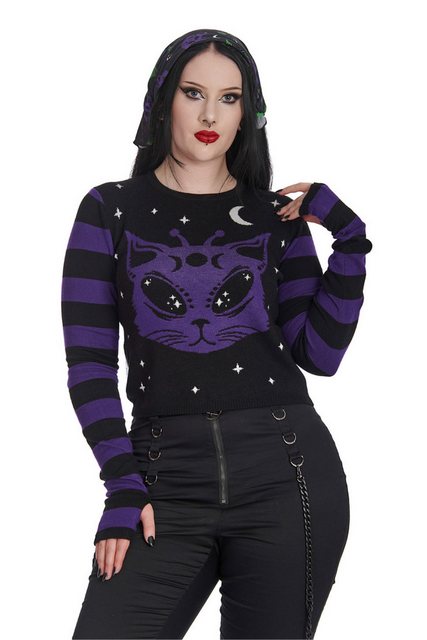 Banned Rundhalspullover Alien Space Cat Katze Astronaut Kitty günstig online kaufen