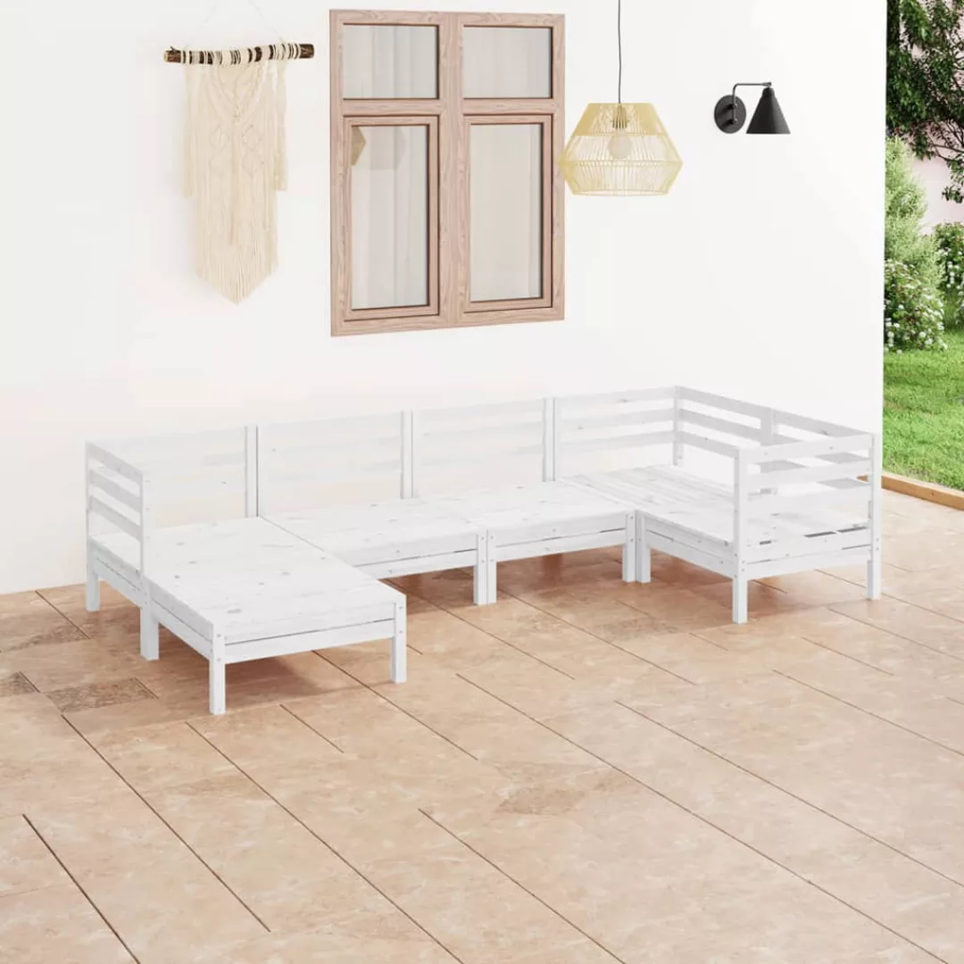 6-tlg. Garten-lounge-set Massivholz Kiefer Weiß günstig online kaufen