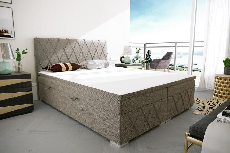 JVmoebel Bett Boxspring Bett Hotel Doppel Samt Luxus Betten Polster Bettkas günstig online kaufen