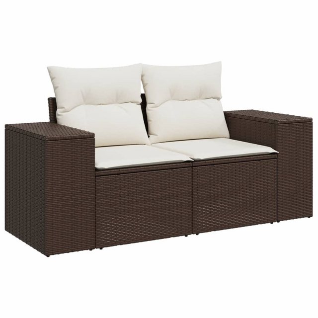 vidaXL Loungesofa Gartensofa mit Kissen 2-Sitzer Braun Poly Rattan, 1 Teile günstig online kaufen