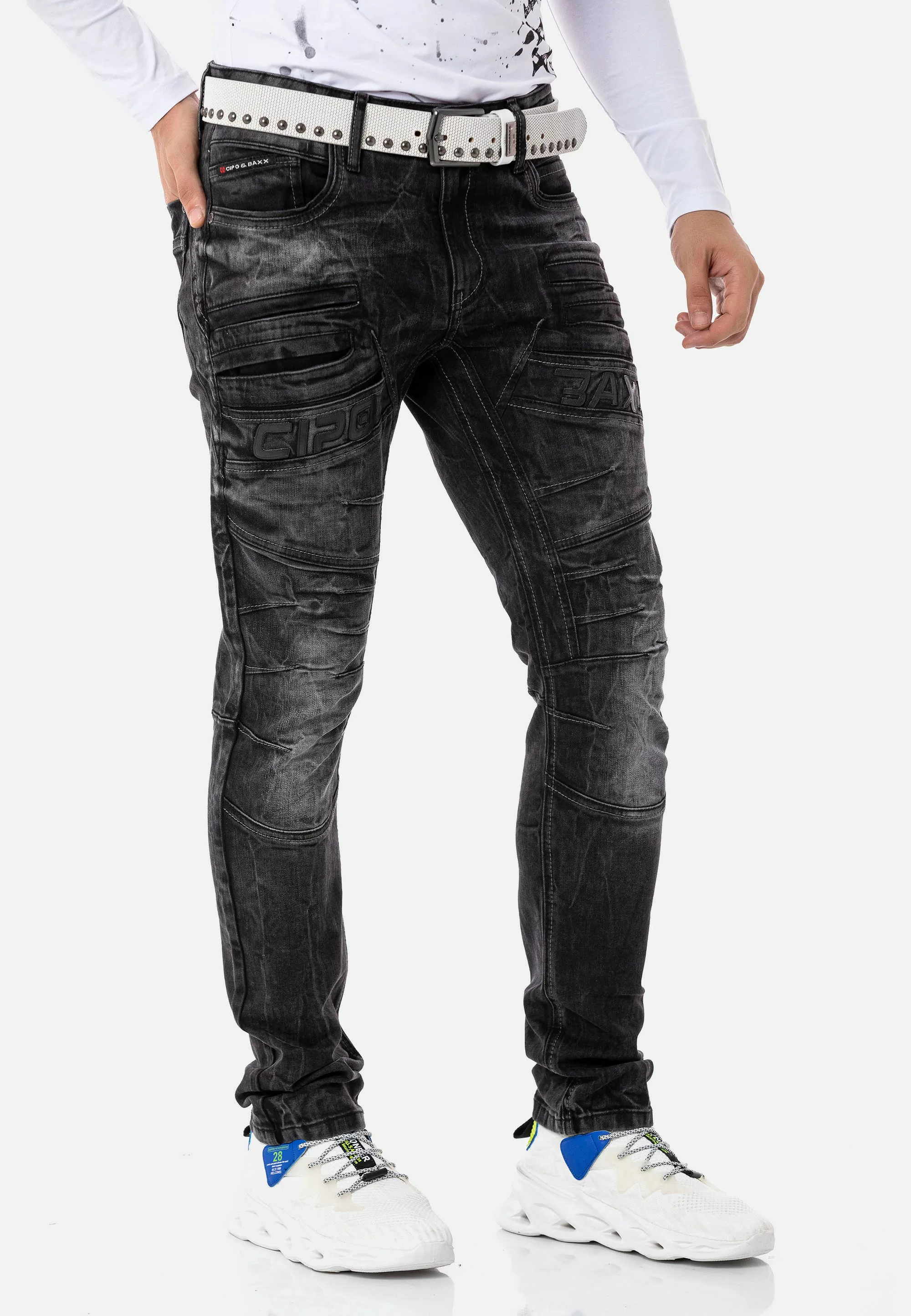 Cipo & Baxx Slim-fit-Jeans, mit dekorativer Reißverschluss günstig online kaufen