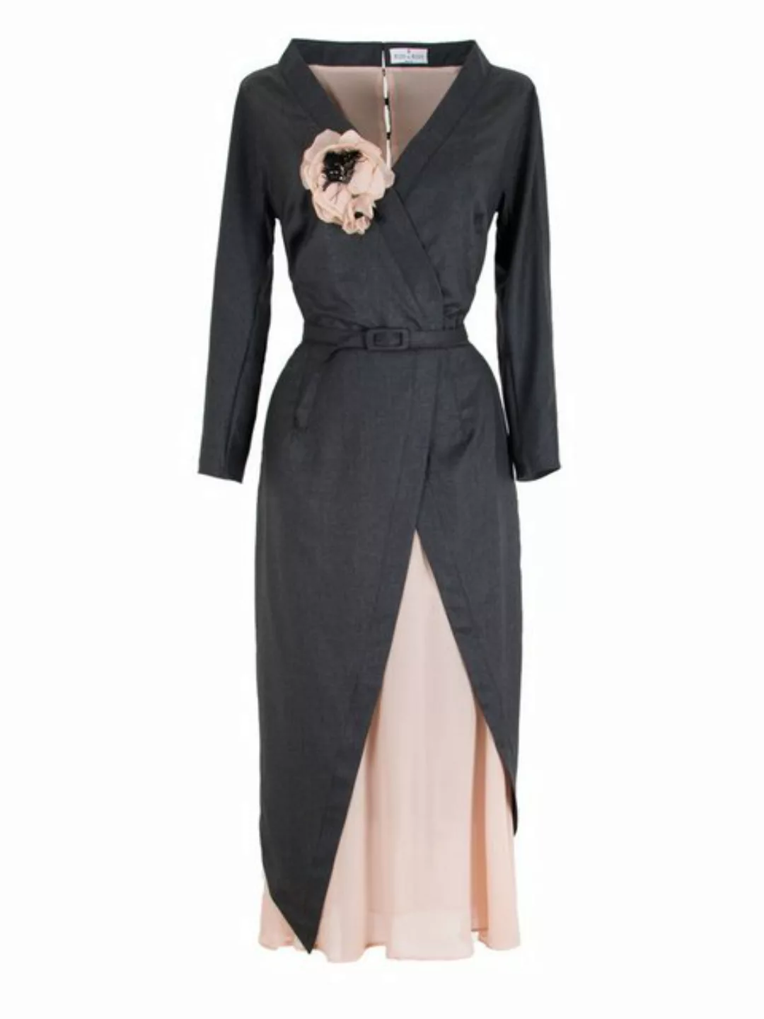 RUA & RUA Midikleid Asymmetrisches Kleid aus Wolle und Seide mit Blumenappl günstig online kaufen