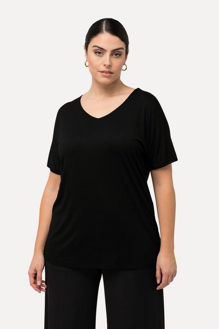 Ulla Popken T-Shirt T-Shirt Rücken-Cut-Out Zierringe V-Ausschnitt günstig online kaufen