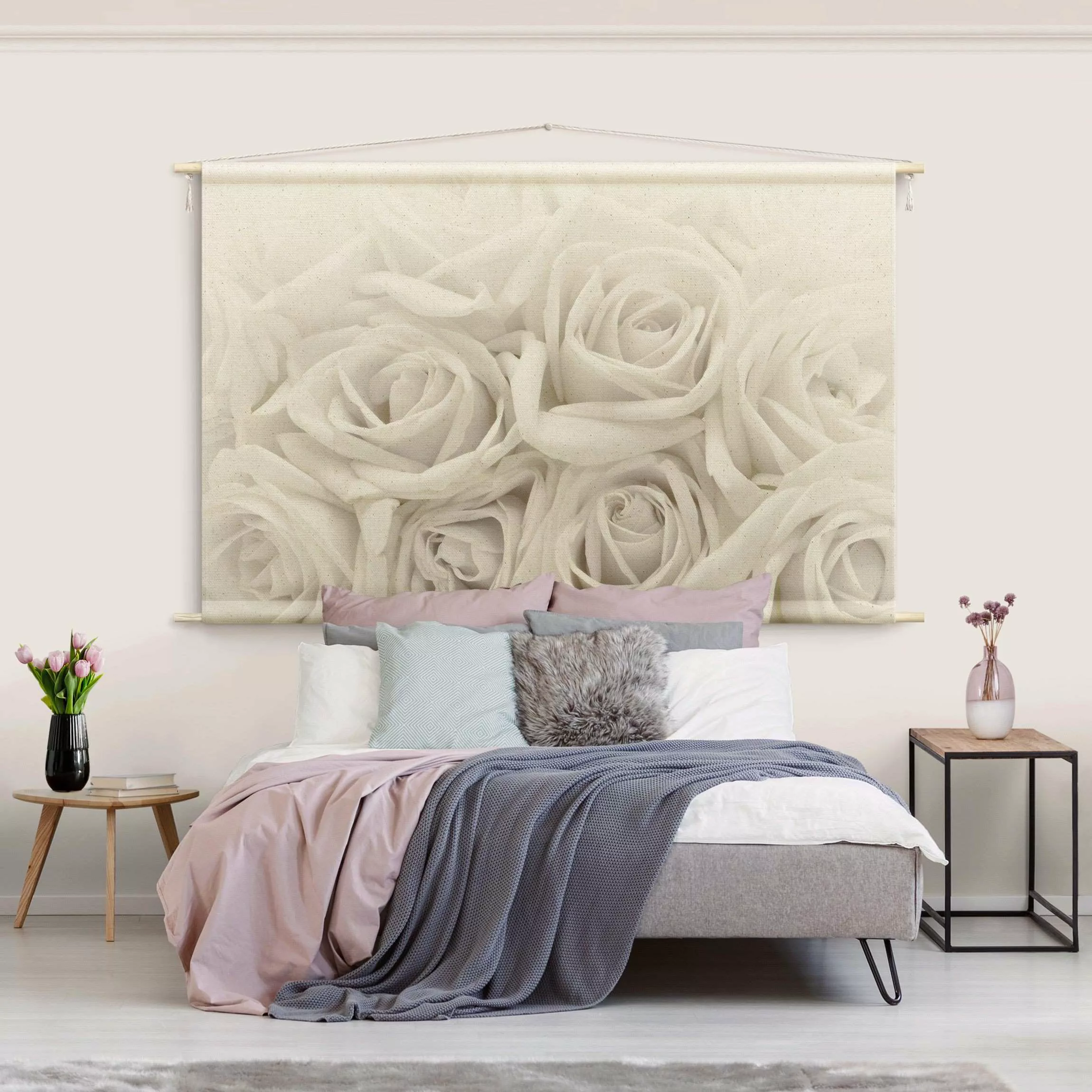 Wandteppich Weiße Rosen günstig online kaufen